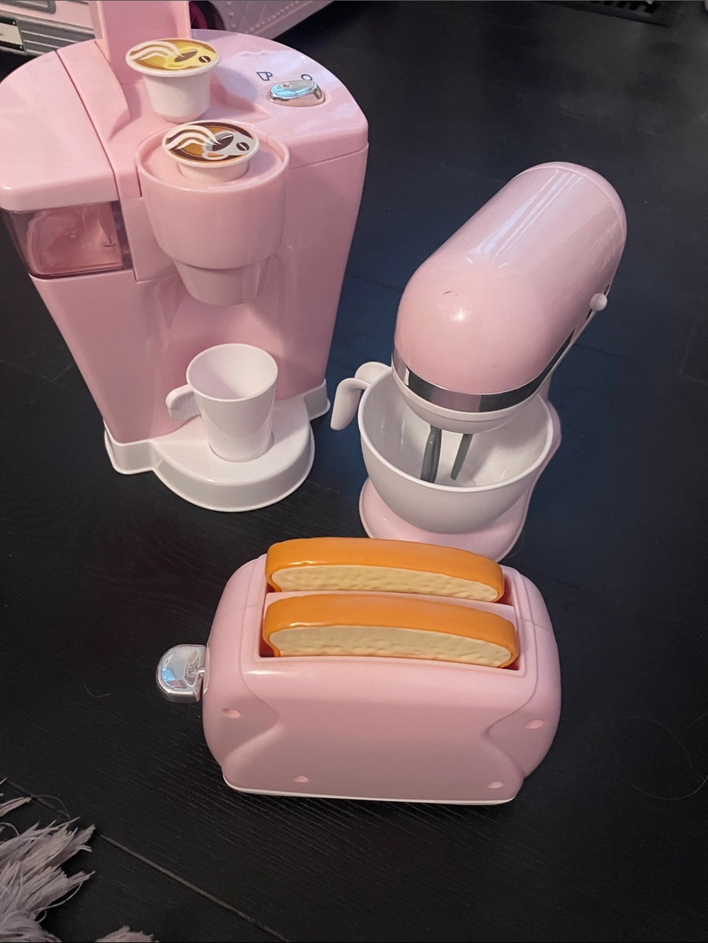 Pink Kids Play Kitchen Appliance Set - Mixer, Toaster & Coffee Maker